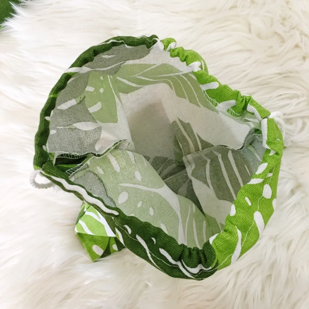 New Leaf 🍃 Print Canvas Produce Drawstring Canvas Bags